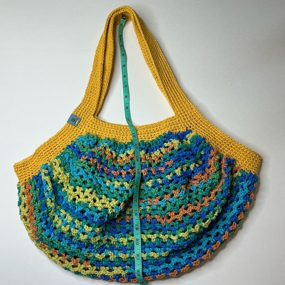 Large Crochet Mesh Market Bag Cotton and Acrylic Handcrafted Handmade Reusable - Picture 9 of 16